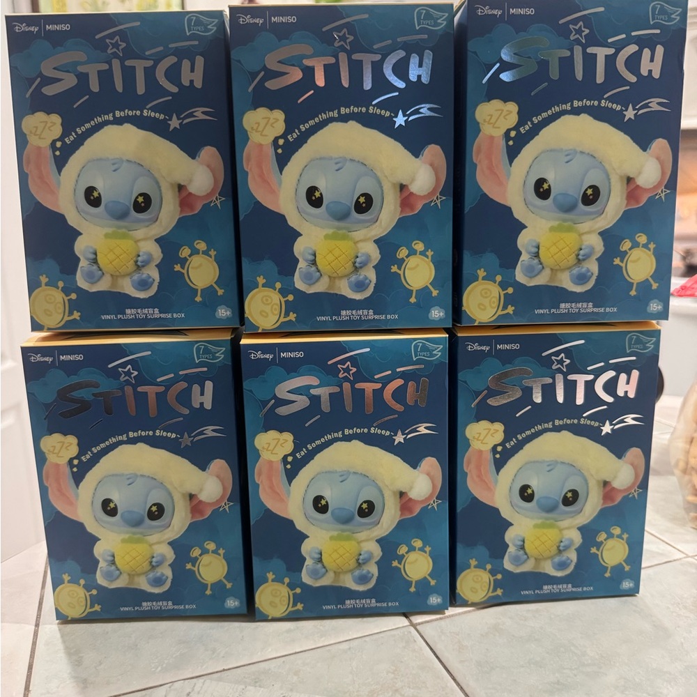Miniso x Disney Stitch “Eat Something Before Sleep” Vinyl Plush Toy Surprise Box